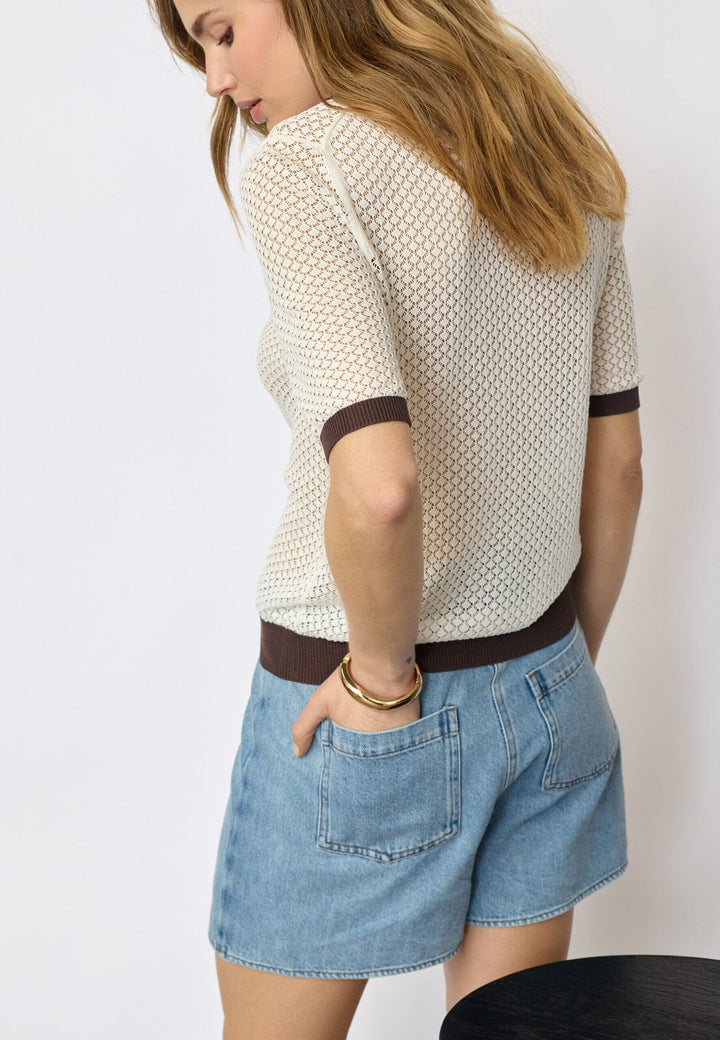 Co´Couture - Luecc Pointelle Ss Cardigan 42028 - 11 - Off White Cardigans 