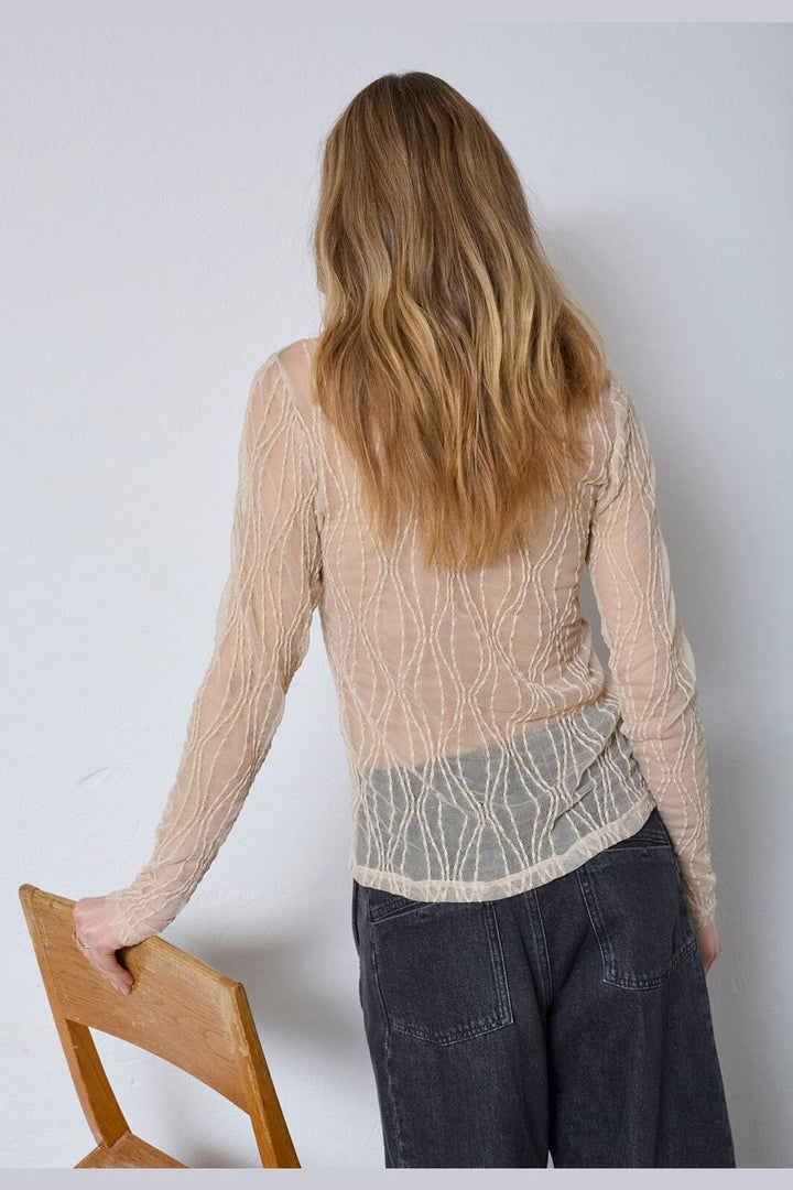 Co´Couture - Marcycc Mesh O-Blouse 43043 - 199 - Bone