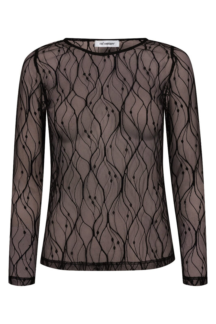 Co´Couture - Mercycc Mesh O-Blouse 33187 - 145 - Dark Brown Bluser 