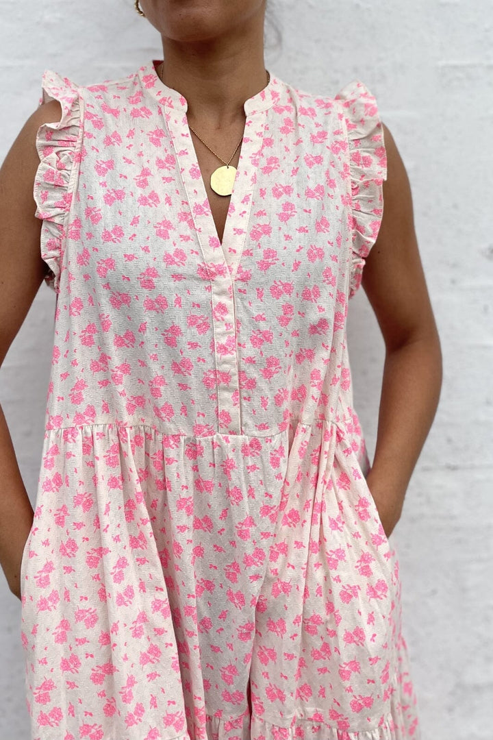 Co´couture - Neo Flower SS Floor Dress - Pink Kjoler 