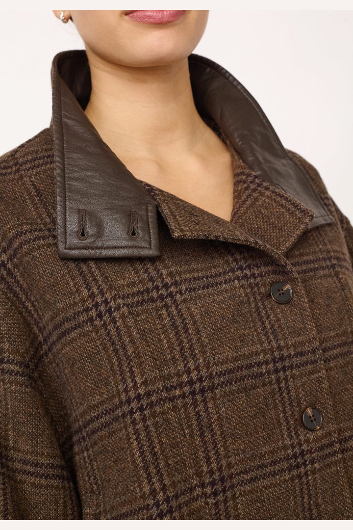 Co´Couture - Olvacc Check Balloon Jacket 500170 - 20003 - Dark Brown