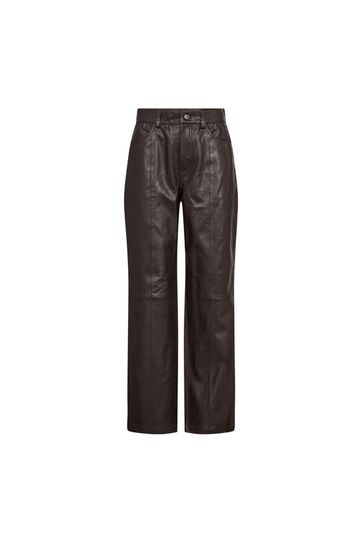 Co´Couture - Phoebecc Leather Straight Pant 500140 - 20003 - Dark Brown
