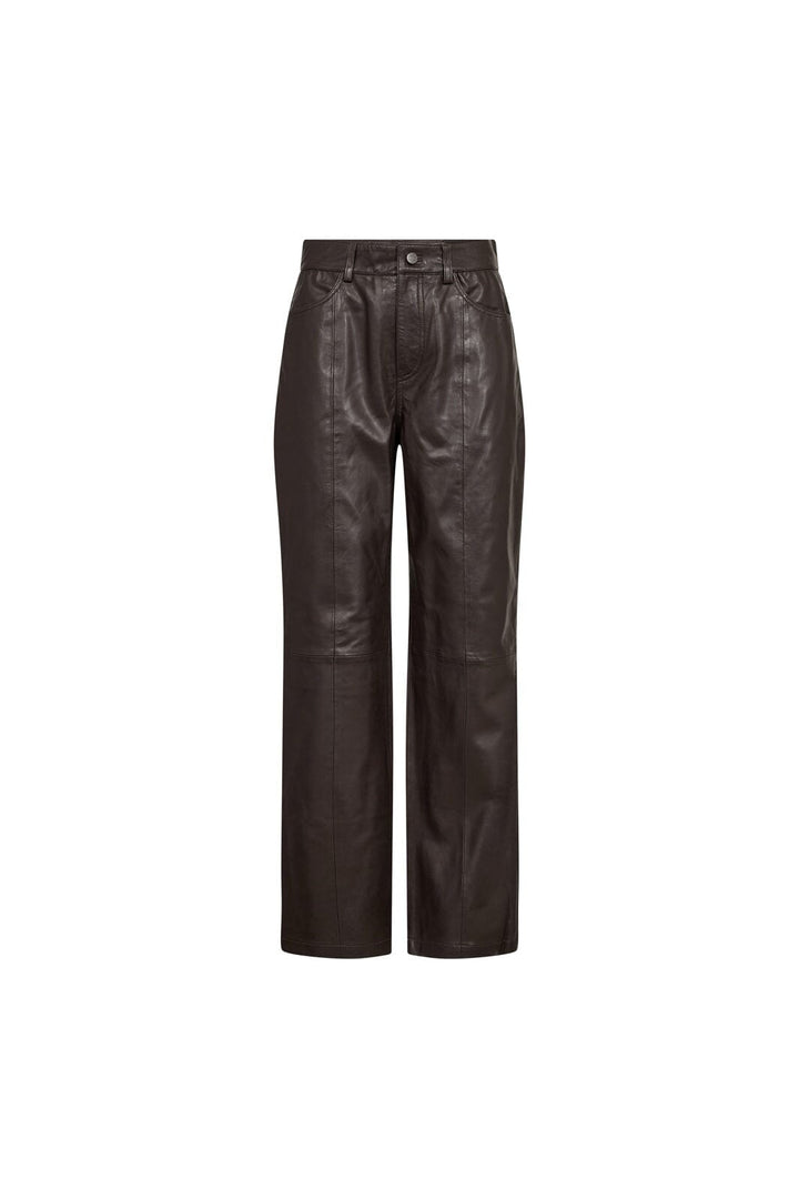 Co´Couture - Phoebecc Leather Straight Pant 500140 - 20003 - Dark Brown