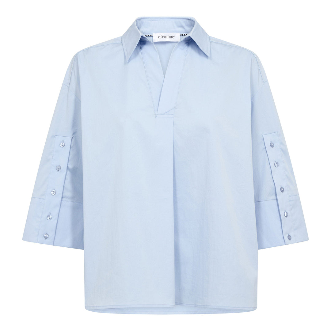 Co´Couture - Poppycc V-Blouse 500024 - 40004 - Pale Blue Bluser 