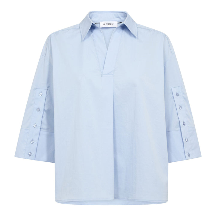 Co´Couture - Poppycc V-Blouse 500024 - 40004 - Pale Blue Bluser 