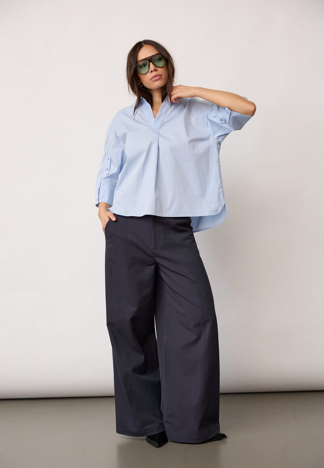 Co´Couture - Poppycc V-Blouse 500024 - 40004 - Pale Blue Bluser 