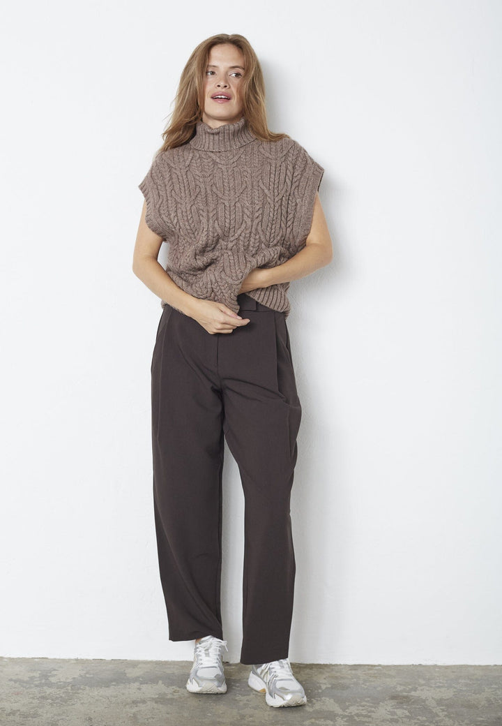 Co´Couture - Rowcc Oversize Cable Knit Vest 32222 - 154 - Walnut Veste 