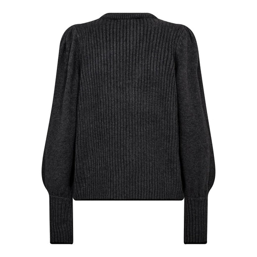 Co´Couture - Rowcc Puff Rib V-Knit 32227 - 140 - Dark Grey Strikbluser 