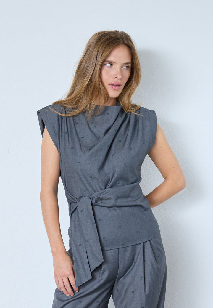Co´Couture - Sagacc Pleat Top 35760 - 139 - Mid Grey T-shirts 