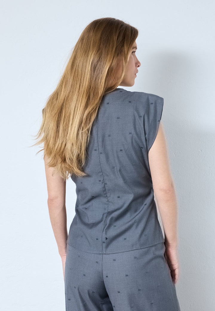 Co´Couture - Sagacc Pleat Top 35760 - 139 - Mid Grey T-shirts 