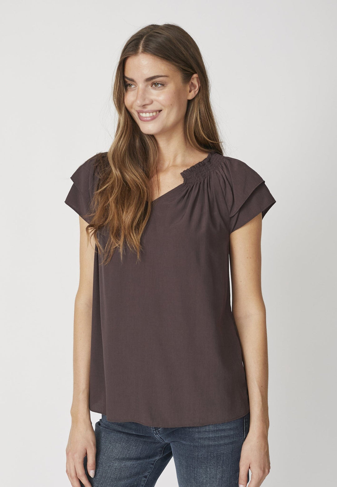 Co´Couture - Sunrisecc Top 75683 - 83 - Mocca Bluser 