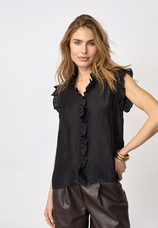 Co´Couture - Tassycc Frill Top 45161 - 96 - Black Toppe 