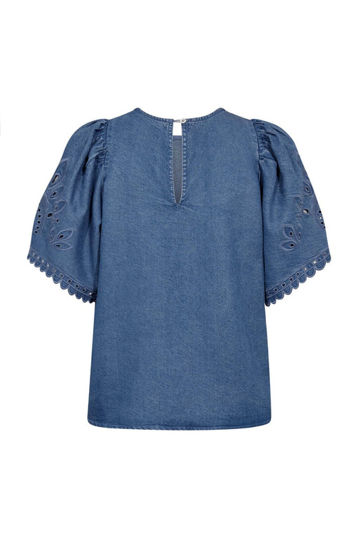 Co´Couture - Tillycc Emb Ss Blouse 45057 - 552 - Denim Blue