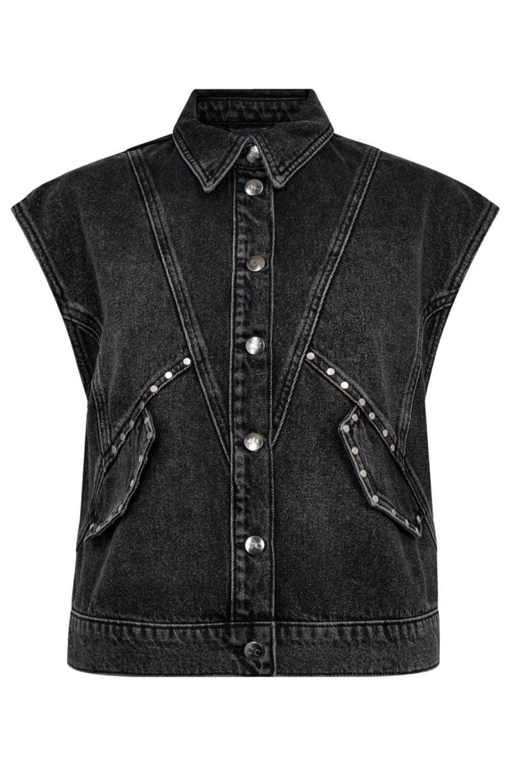 Co´Couture - Vickycc Stud Denim Vest 30367 - 96 - Black Veste 