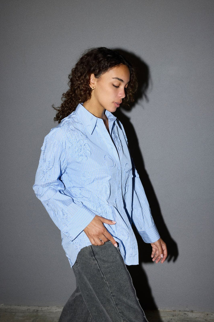 Co´Couture - Xaviercc Avy Stripe Shirt 45103 - 23 - Pale Blue Skjorter 
