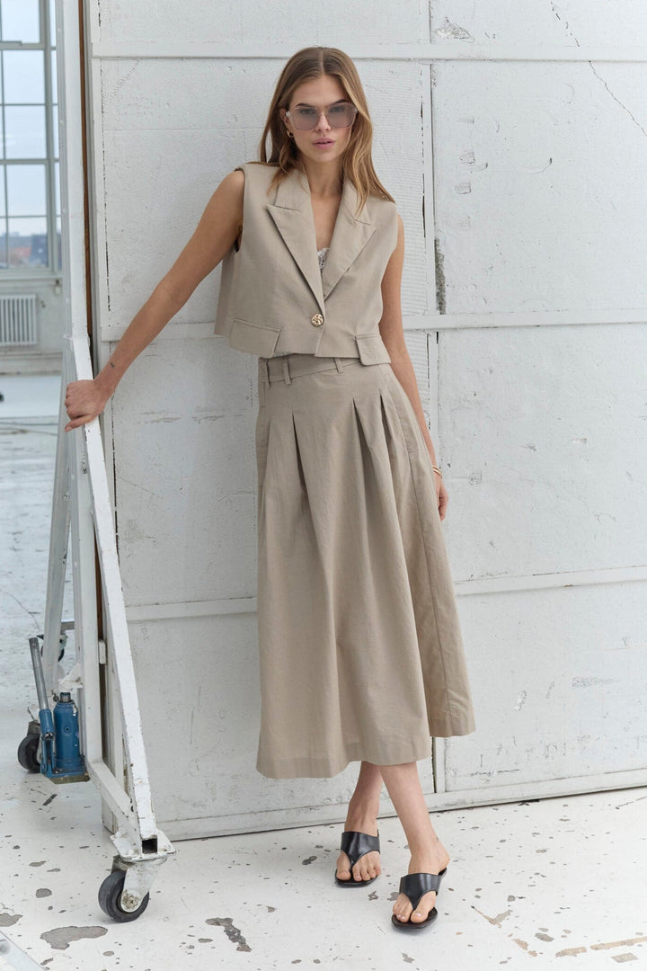 Co´Couture - Leilacc Anya Pleat Skirt 44025 - 320 - Bisquit