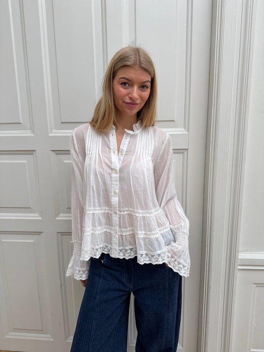 Continue - Audrey Long Sleve 15157 - White Bluser 