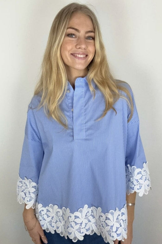 Continue - Klara Stripe Embrodery 15214 - Blue Stripe