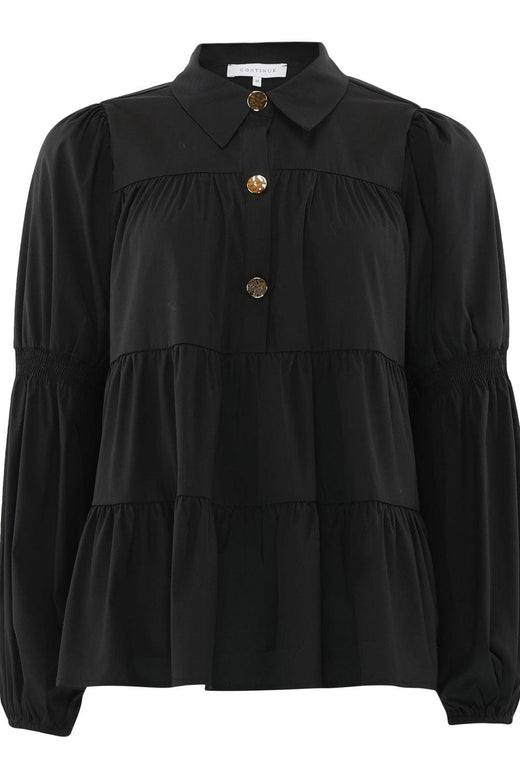 Continue - Sanna Gold Buttons 15085 - Black Bluser 