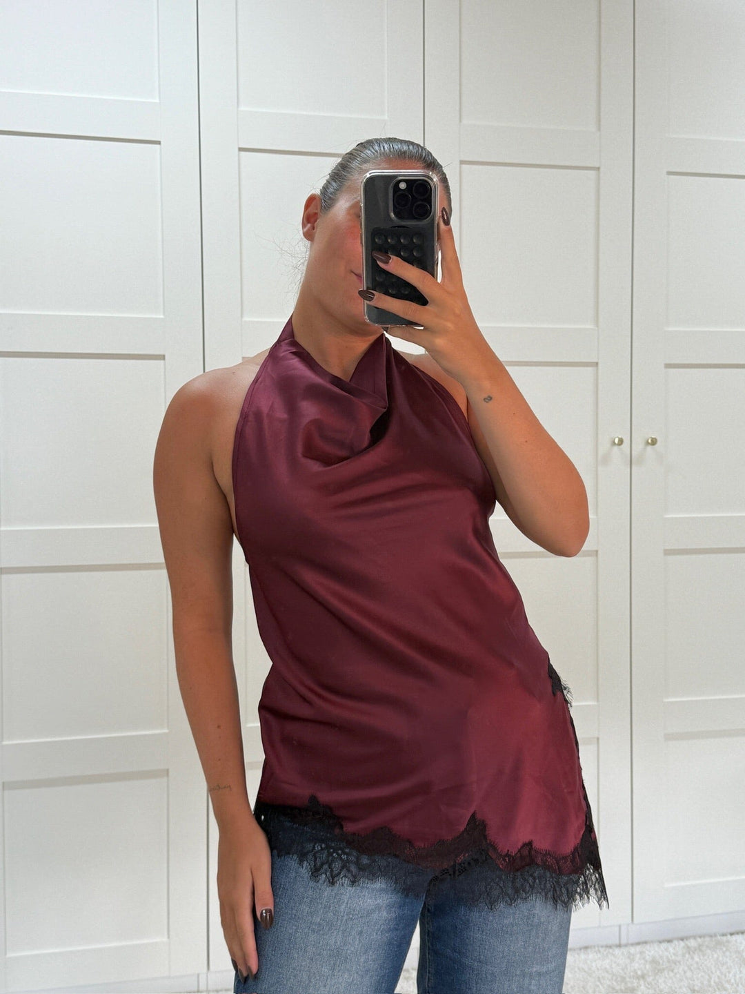 Dear Molly - Halterneck Lace - Bordeaux Toppe 