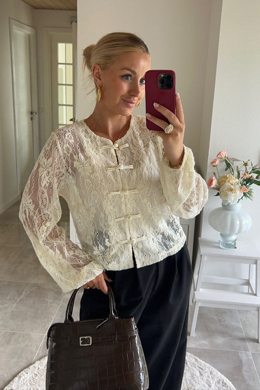 Dear Molly - Lace Blouse Ch171496b - Offwhite Bluser 