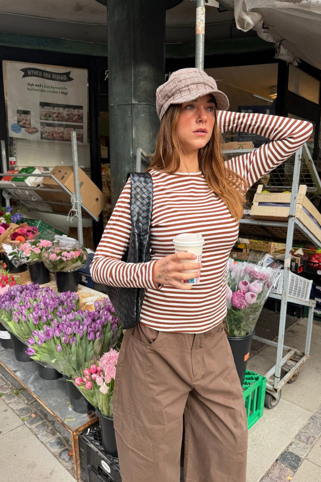 Dear Molly - Stripe Blouse Ch156543e - Brown/White Bluser 