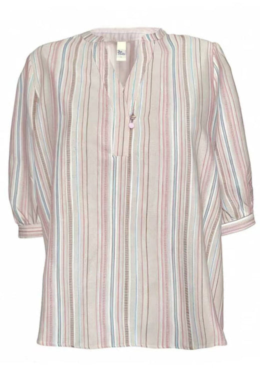 Dear Molly - Stripe Shirt - Beige, pink And Blue Skjorter 