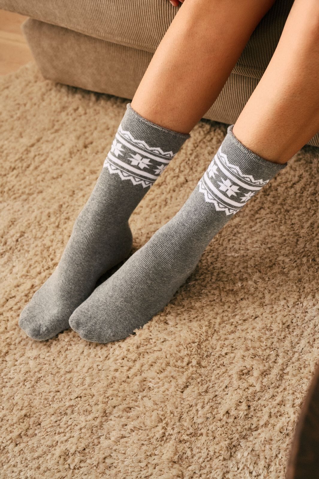 Decoy - Cosy X-Mas Socks 21510-75 - 1130 - Lys Grå Melange Strømper 