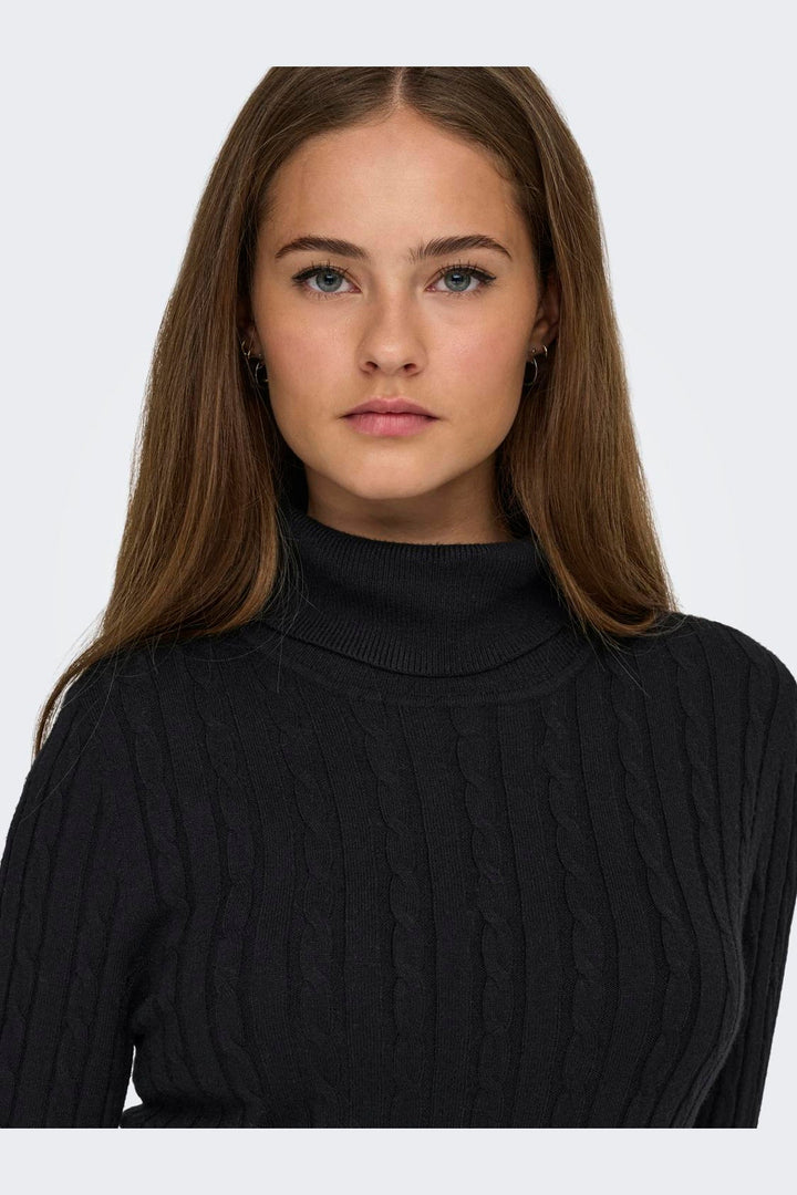 Only - Onllouis Ls Rollneck Cable Dress At Knt - 4932263 Black