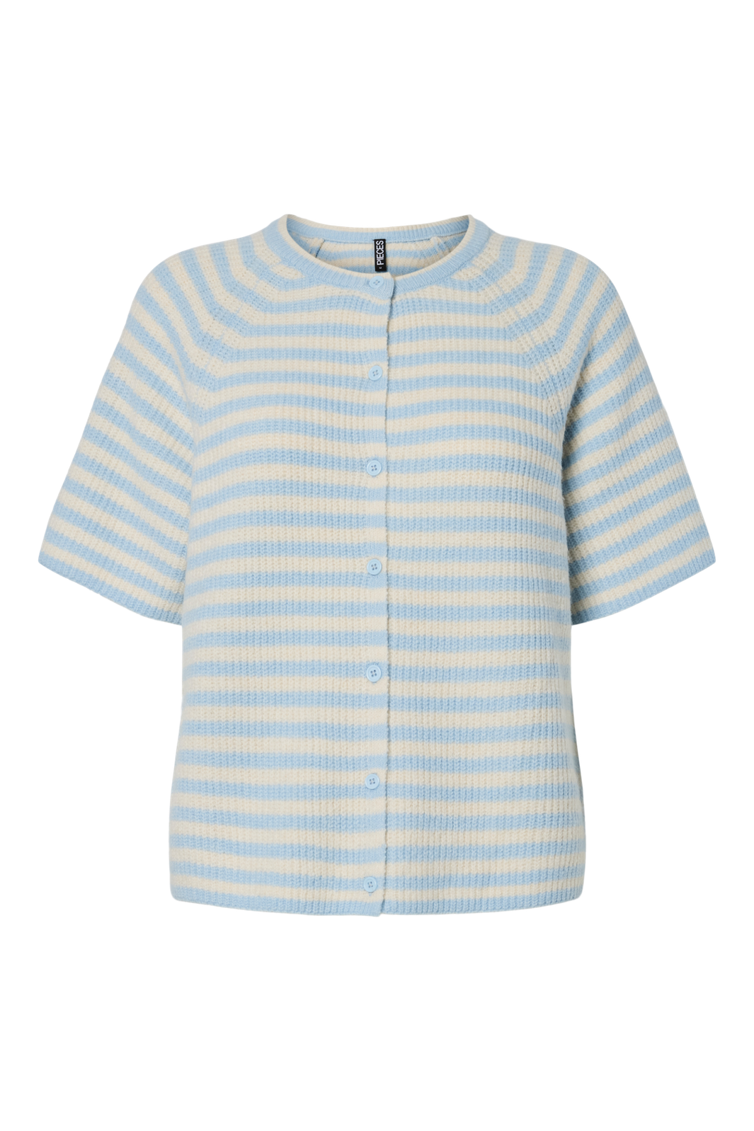 Pieces - Pcmalou Ss O-Neck Stripe Cardigan Pwp - 4931566 Cashmere Blue Birch