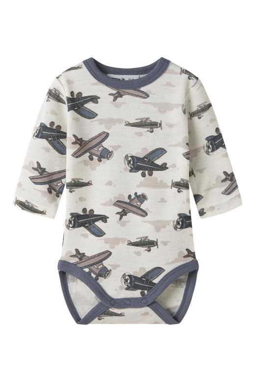 Name It - Nbmwillitus Wool Ls Body - 4951590 Snow White Airplanes