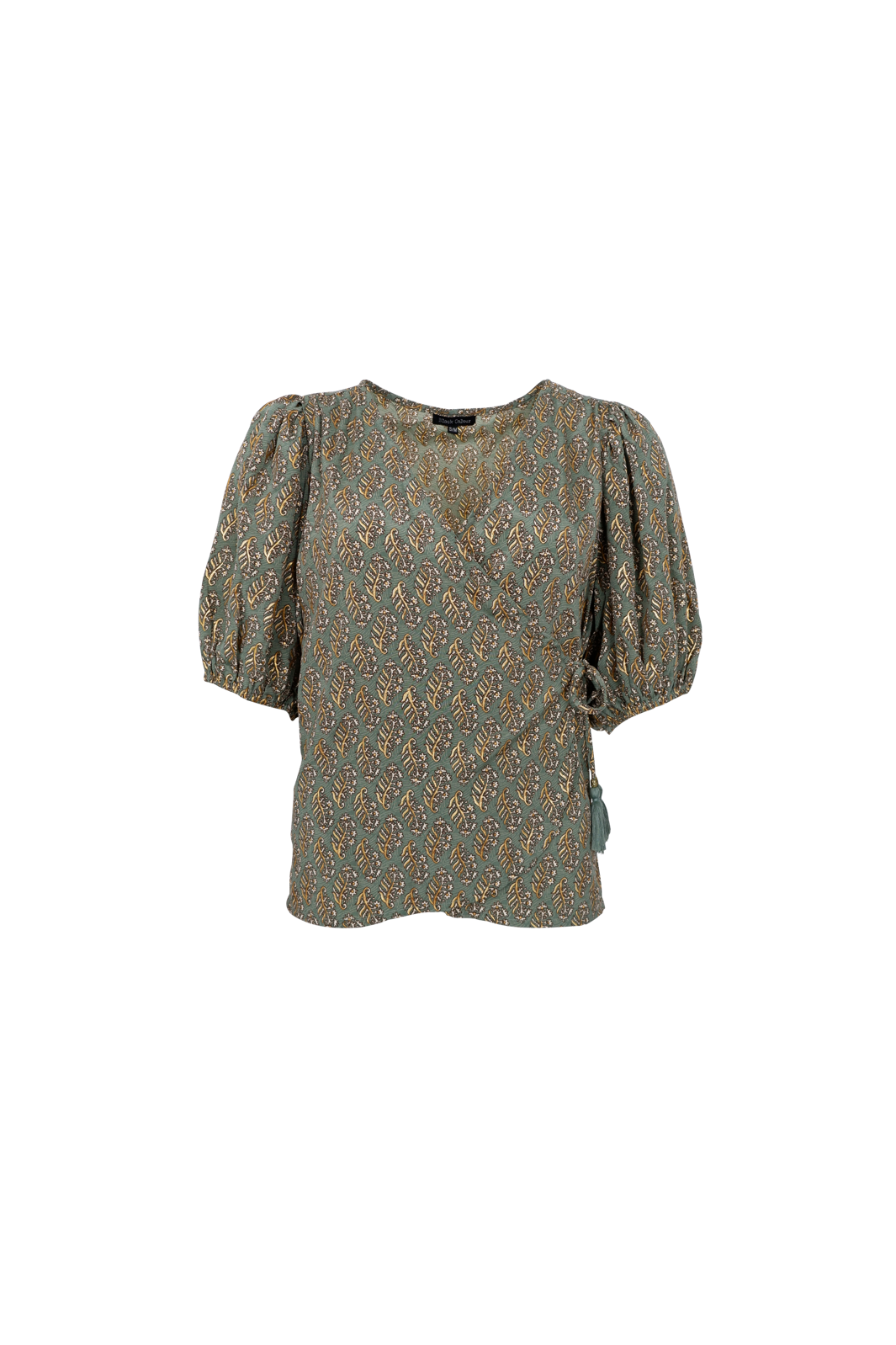 Black Colour - Bcluna Puff Sleeve Wrap Blouse 39175 - Olive Mist