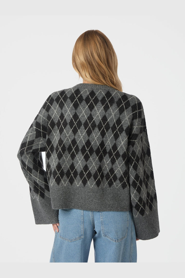 Neo Noir - Kick Check Knit Blouse 165204 - 132 - Antracit