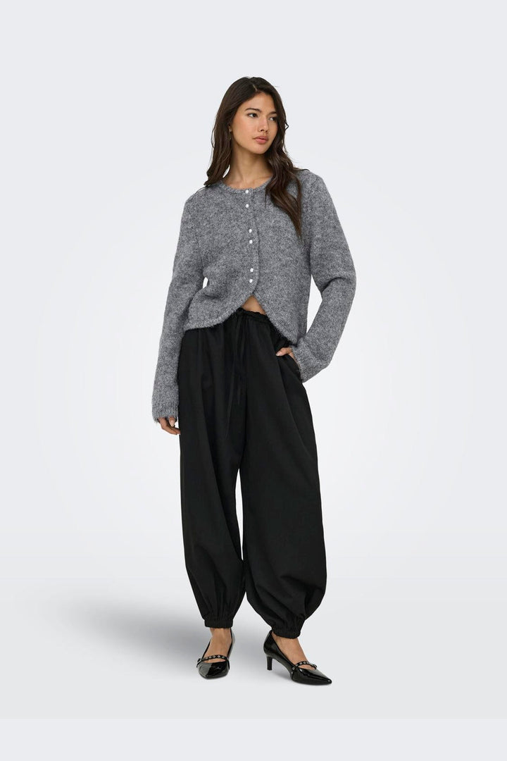 Only - Onlzaggie Ls Button Cardi Cc Knt - 5027936 Dark Grey Melange Pearl Button