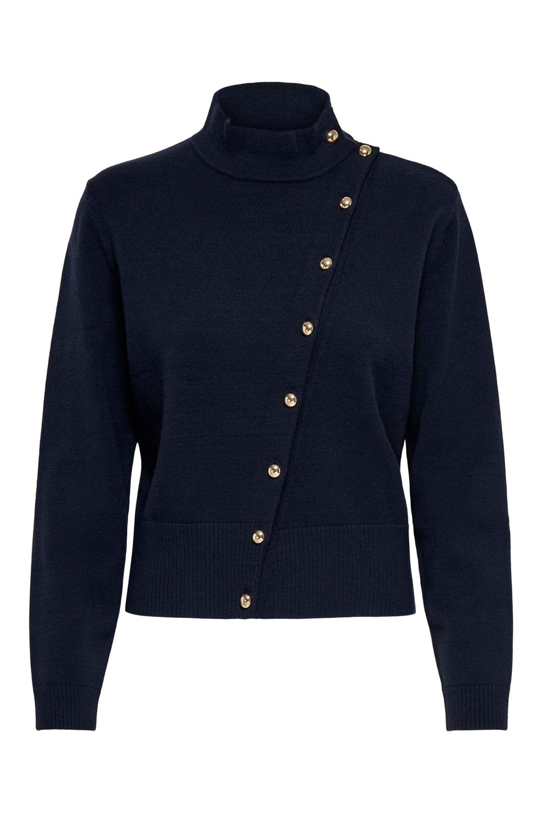 Only - Onlmio Ls Mockneck Utility Assym Knt - 5252816 Night Sky Gold Button