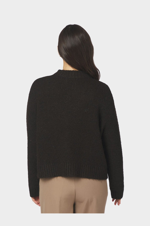 Neo Noir - Taura Fluffy Knit Cardigan 165103 - 676 - Dark Brown