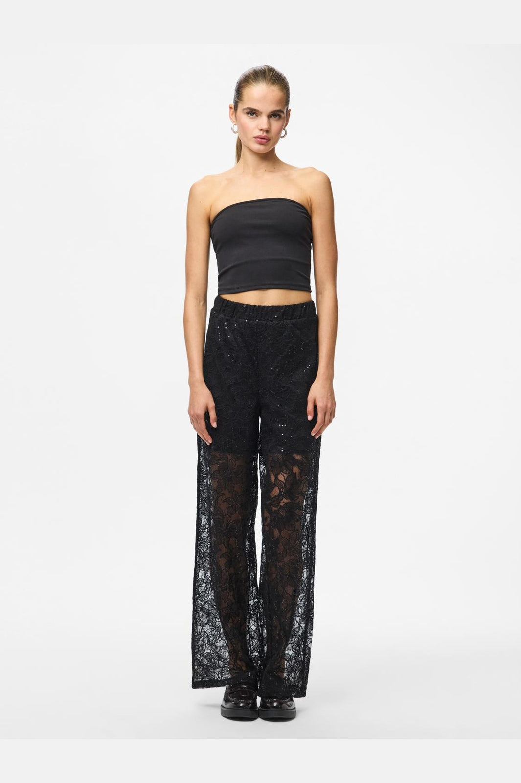 Pieces - Pclouise Straight Pants - 5039172 Black Black Sequins