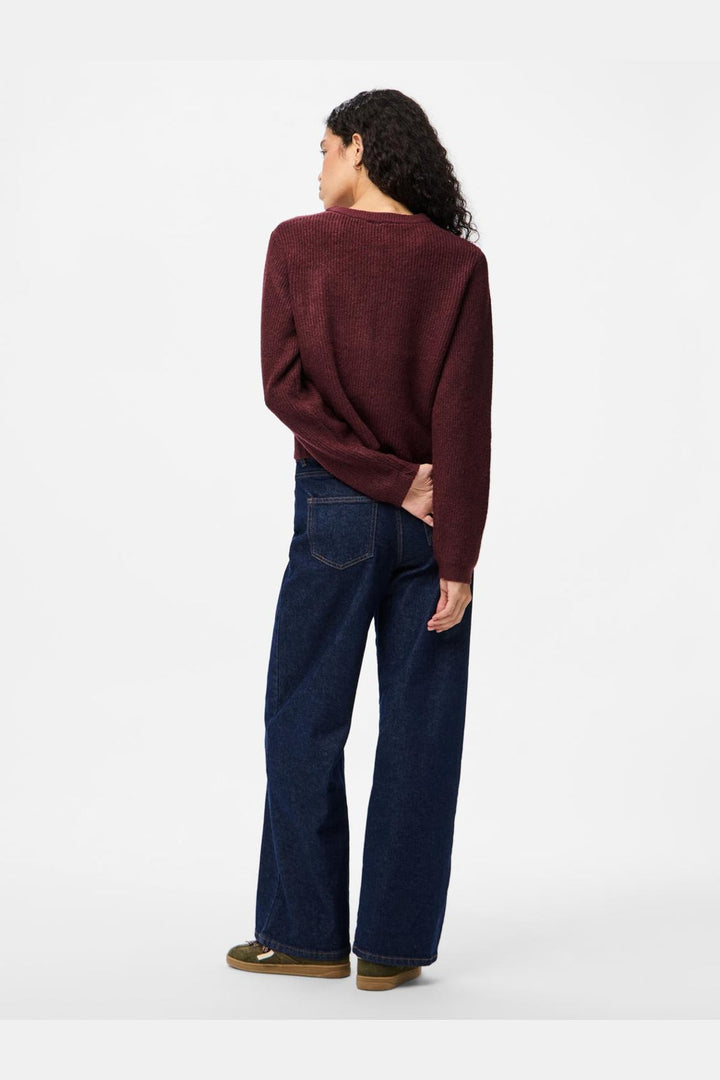 Pieces - Pcsilly Ls O-Neck Knit Cardigan - 4964322 Tawny Port Melange