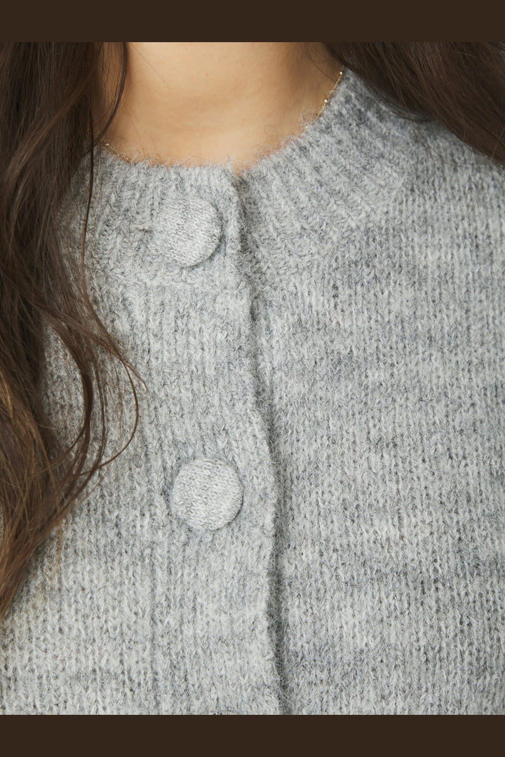 Neo Noir - Gio Fluffy Knit Cardigan 168524 - 133 - Grey Melange