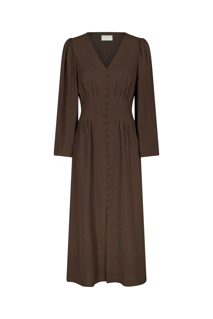 Neo Noir - Annelie Solid Crepe Dress 169135 - 676 - Dark Brown