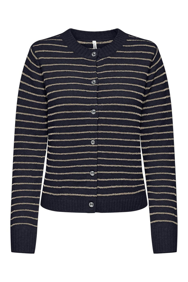 Only - Onlchester Life Ls Stripe Cardi Cc Knt - 4959096 Night Sky Humus/Mel/Silver Button