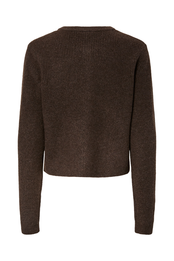 Pieces - Pcsilly Ls O-Neck Knit Cardigan - 4963882 Hot Fudge Melange
