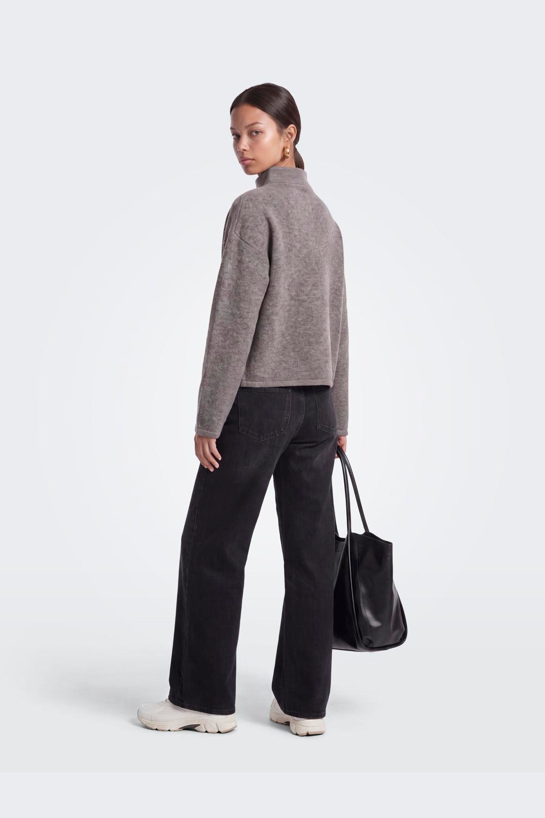 Only - Onlclara Ls Half Zip Knt - 5062024 Bracken Melange/Silver Zip