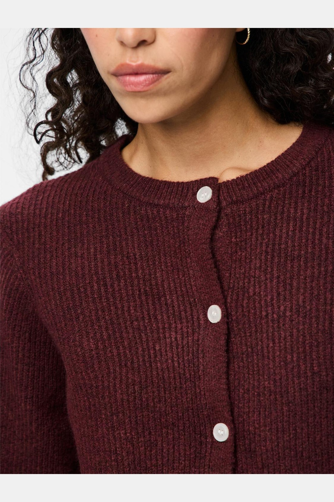 Pieces - Pcsilly Ls O-Neck Knit Cardigan - 4964322 Tawny Port Melange
