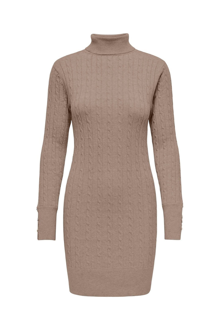 Only - Onllouis Ls Rollneck Cable Dress At Knt - 4927581 Mocha Meringue Melange