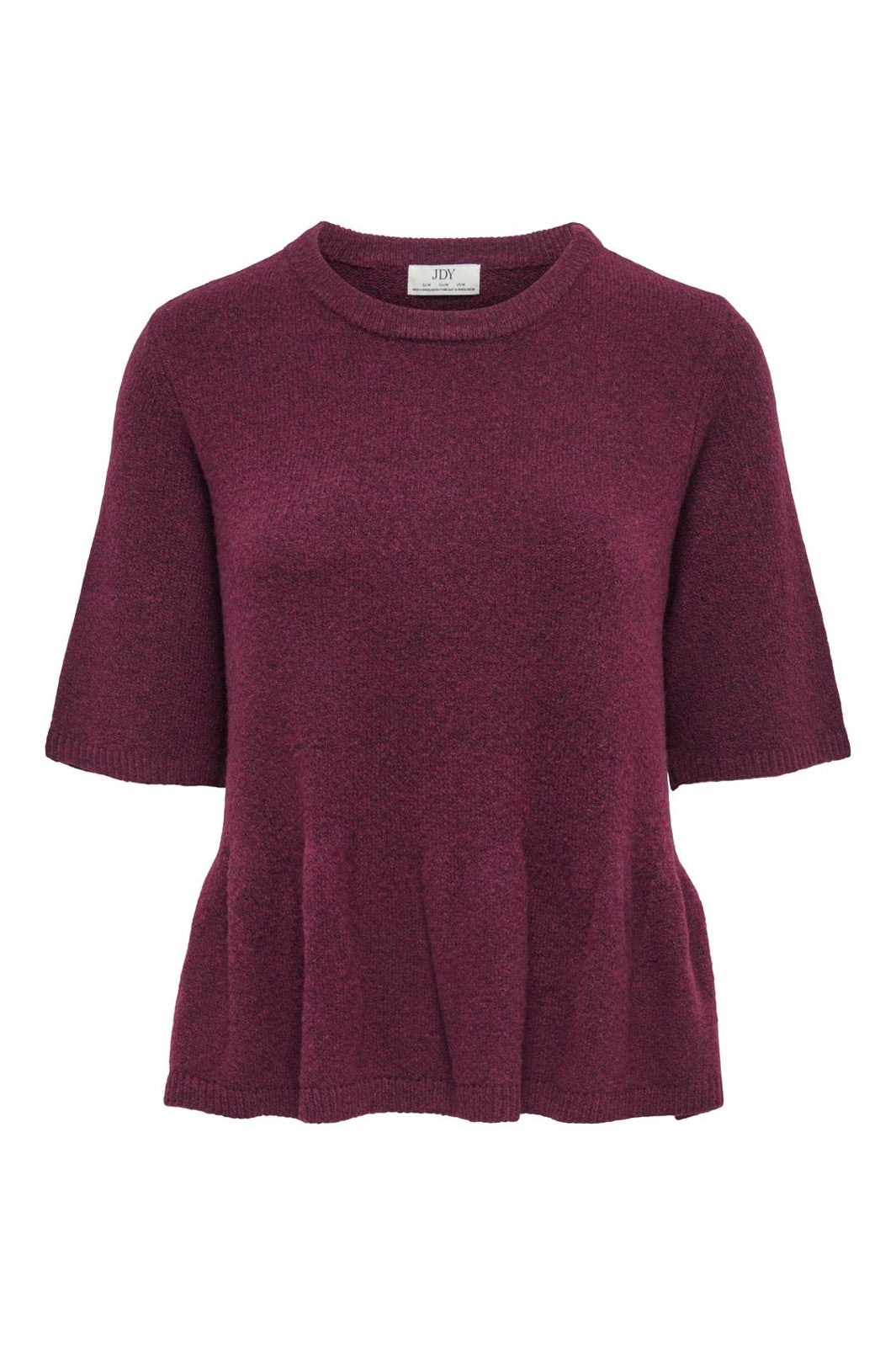 JDY - Jdybrilliant Life S/S On Peplum Pull Knt - 5104951 Windsor Wine Melange