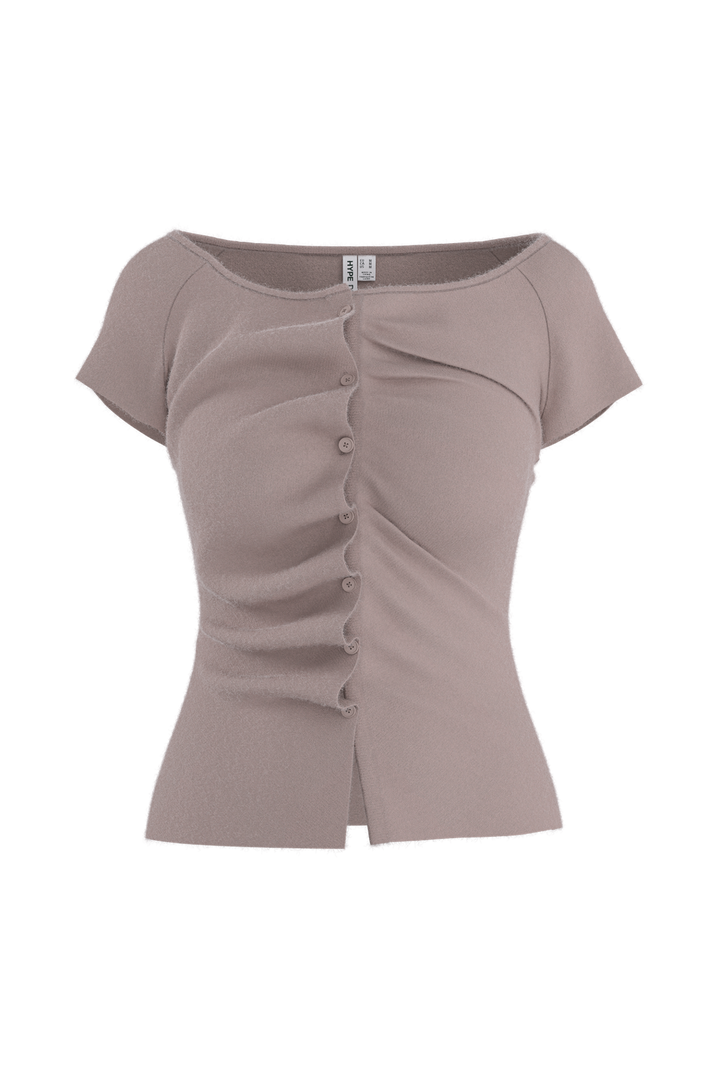 Hypedrop - Hdkira Ss Gathered Cardigan Knit 32000834 - 5191859 - Moon Rock