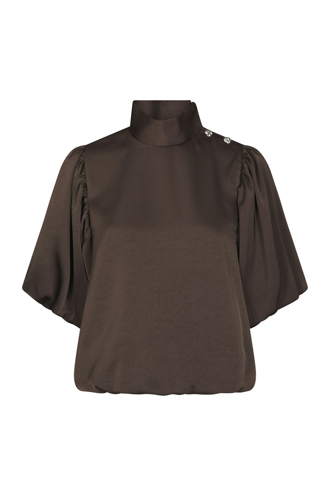 Neo Noir - Parisa Heavy Sateen Blouse 170396 - 676 - Dark Brown