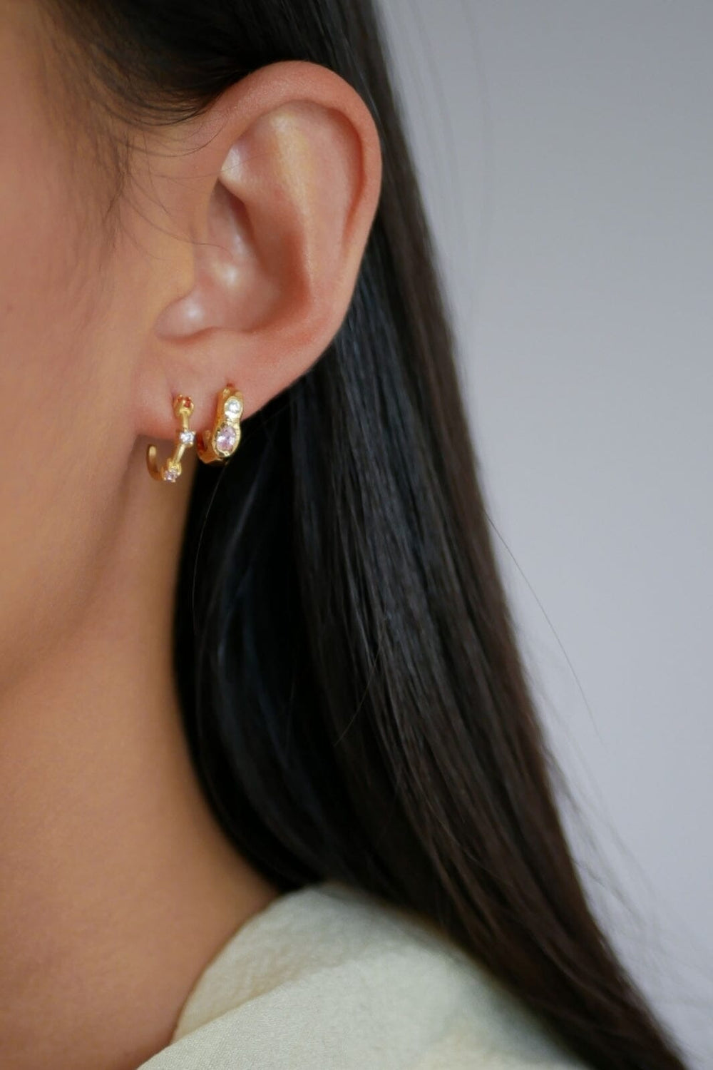 Enamel Copenhagen - Hoops, Leonora - Pink/White Cz Øreringe 