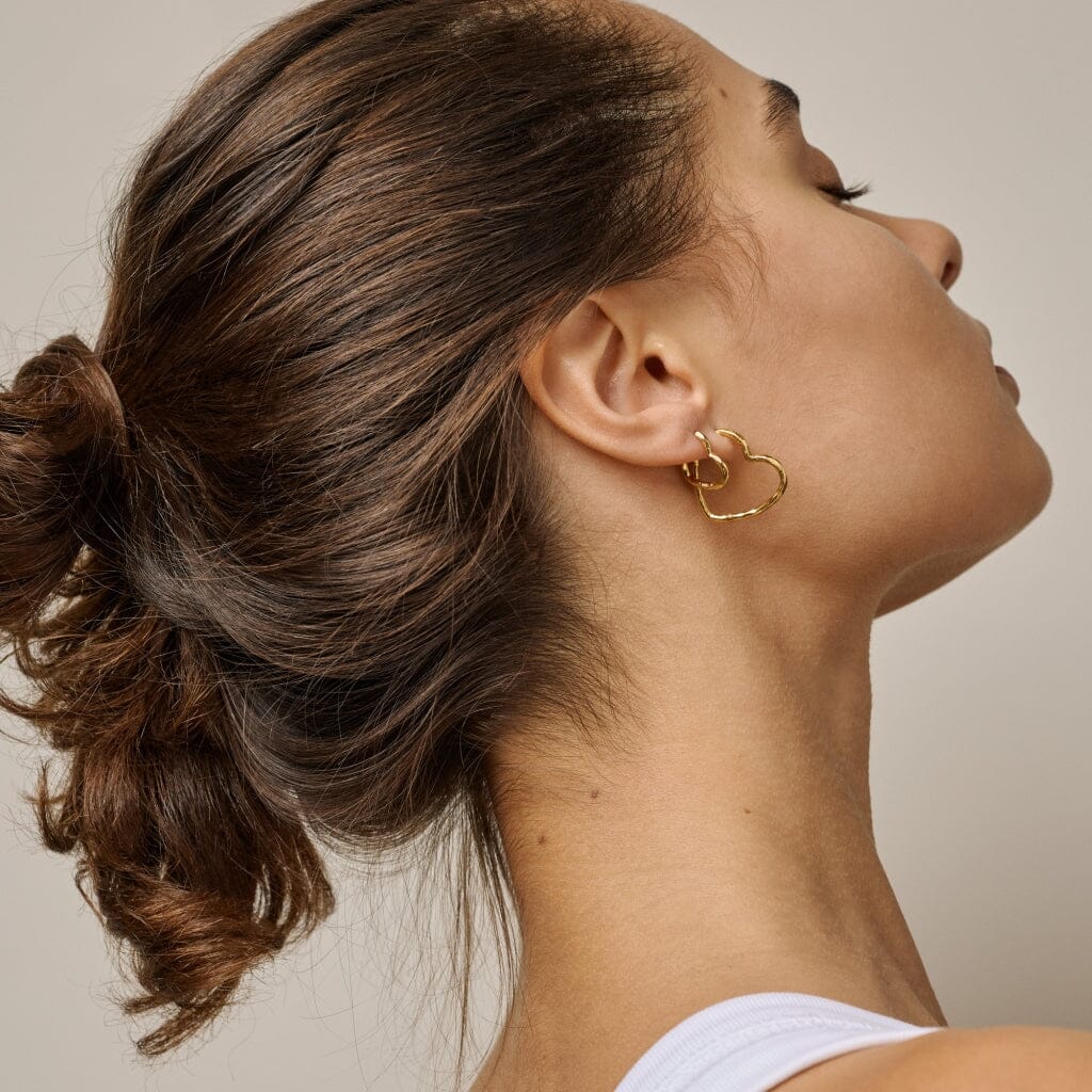 Enamel Copenhagen - Hoops, Organic Heart Medium E414GM - 925S/Gp/M Øreringe 